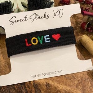 Graphic Love Embroidered Woven Bracelet